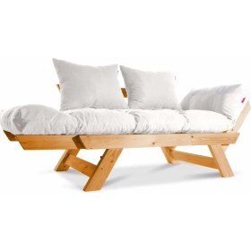 Resim Mobil Deco Kombin Wood Ahşap Iki Kişilik Kanepe (Ceviz/krem) 