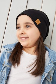 Resim Babygiz Siyah Kız Çocuk Bebek Şapka Bere Yumuşak %100 Pamuklu Penye Trend Seri 