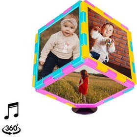 Resim Kişiye Özel Müzikli Dönen Küp Fotoğraf Çerçeve 10x10 Cm 