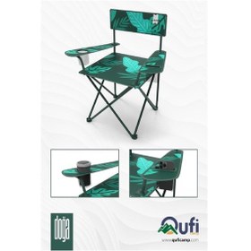 Resim Qufi Desenli Katlanır Kamp Piknik Sandalyesi Rejisör Koltuğu Yeşil Yeşil 