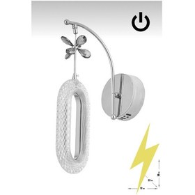 Resim Krom Oval Kelebek Figürlü Elektrikli 3 Renk Aplik Gümüş 