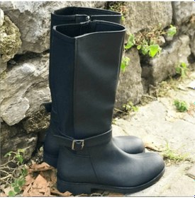 Resim 41-42-43-44 Numara K1011-2 Siyah Yağlı Nubuk Streç Kadın Çizme Büyük Numara Geniş Rahat Kalıp Siyah 