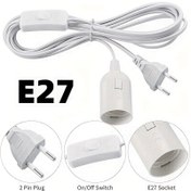 Resim 1 adet E27 Lamba Tutucu, Açık/Kapalı Düğmesi ile - 1.8m EU Fişi, Beyaz Asma Lamba için Askı Fişi, 220-240V, Pil Gerektirmez, Ev ve Ofis Aydınlatması için İdeal, Ofis Aydınlatma Çözümü|Modern Lamba Tutucu|Dayanıklı Yapı, E27 Fişleri 
