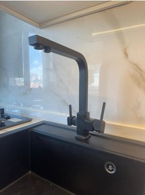 Resim Paslanmaz Pirinç Arıtmalı Kare Siyah Eviye Bataryası Siyah 