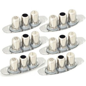 Resim Omnisoft Küçük Boy Gondol Tuzluk Takımı Paslanmaz Çelik 6 Adet Krom 