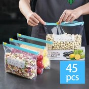 Resim 45 adet Yeniden Kullanılabilir Fermuar Depolama Çantaları - Meyveler, Sebzeler, Tahıllar, Etler için Şeffaf Plastik Gıda Koruma Çantaları - Kolay Durma Tasarımı ile Mutfak Düzenleme Aksesuarları, Fermuar Kapatma Çantaları, Dayanıklı Plastik Çantalar, Fermuar Depolama Çantaları 