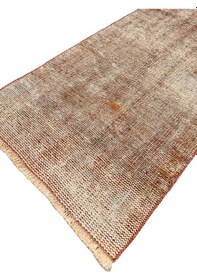 Resim El Dokuma Vintage Yolluk 55x280 Turuncu Soyut Desen Eskitme Halı Turuncu 