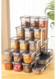 Resim Vienev Peggy Serigrafi Etiketli Dikdörtgen Saklama Kabı Seti 6x 1.9 L + 1.5 L + 1.15 L + 0.8 L + 0.4 L 30'lu Çok Renkli 