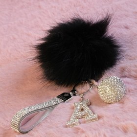 Resim TASARIM ARABAM ATİKE ELİF AKIN Gümüş Taşlı & Logosuz Anahtarlık & Tilki Tüyü Ponpon Siyah & Gümüş Harf & Gümüş Disko Topu 
