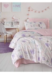 Resim Cotton Box Genç Odası Tek Kişilik Lastikli Çarşaflı Nevresim Takımı Lovella Pembe Pembe 