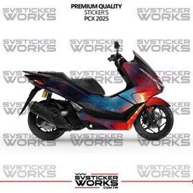 Resim Honda Pcx Kaplama Sticker Magma Design Motor Kaplama Modeli Hazır Kit 2025 Uyumlu Kırmızı 