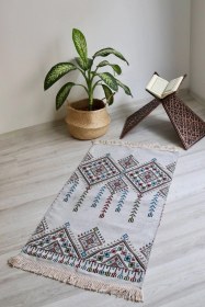 Resim 40 Yama Desenli Astarlı Lüks Seccade S1017 Lacivert Gri 