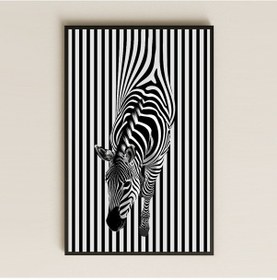 Resim Optik Çizgili Zemin Üzerinde Zebra Dijital Sanat Pleksi Tablo 