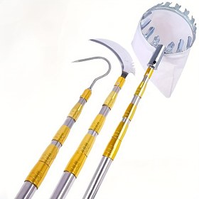 Resim 3'ü 1 arada uzatılabilir meyve toplama çubuğu ve fileli çanta ile - Persik, Elma, Mango, Kiraz için ideal - Yüksek rakımlarda toplama için dayanıklı metal bahçe aracı, Bahçe Araçları ve Araçları 