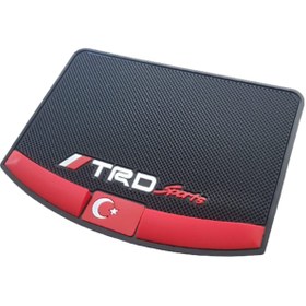 Resim caraks Kaydırmaz Silikonlu Ped Araç Göğüs Torpido Ev Ofis Çok Amaçlı TRD Sports Bayrak Desenli 18cmx13cm 