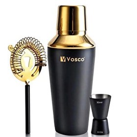 Resim Vosco VSCG-3 French Gold Profesyonel Kokteyl Shaker Seti 