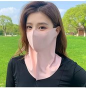 Resim Fochsia 1 Adet Pembe Renk Seçenekli Nefes Alabilir Buz İpeği Yüz Maskesi Kadın Yazlık Tam Yüz Boyun Koruma Pembe 