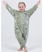 Resim Kız Erkek Çocuk Kalın Elyaf Dolgulu 2.5 Tog Desenli Uyku Tulumu-yeşil Yeşil 