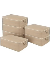 Resim Tekstil 6 Adet Büyük Boy Kahverengi Yatak Baza Altı Çok Amaçlı Hurç 64 x 45 x 22 cm Kahverengi 44 x 65 