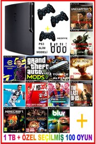 Resim Sony Ps3 Slim Aksiyon Paket 1 Tb Hdd 100 Dijital Oyun 2 Sıfır Kol 12 Ay Cihaz Garanti Cech 3000 Seri 