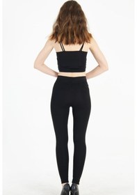 Resim Şardonlu Çelik Yüksel Bel Tayt SiYAH 