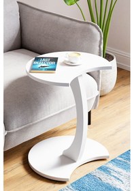 Resim Jet Tekerlekli C Sehpa Koltuk Sehpası Yan Sehpa Zigon Sehpa Servis Sehpası Beyaz 