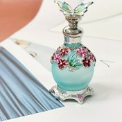 Resim Mavi Kelebek Desenli 15 ml Damlatıcı Cam Şişe, Çiçek Detaylarıyla, Doldurulabilir Parfüm ve Esansiyel Yağ Saklama, Taşınabilir ve Tekrar Kullanılabilir, Kokusuz, Ev Dekorasyon Aksesuarı (Boş Şişe, Parfüm Yok) 