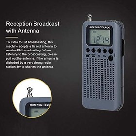 Resim HRD-104 Taşınabilir AM/FM Stereo Radyo Cep 2-Band Dijital Ayarlama Radyo Mini Alıcı Açık Radyo w/Kulaklık İpi 1.3 inç L Ekran 
