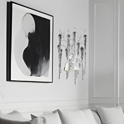 Resim Laura Krom Kristal Taşlı Modern Tasarım Su Damlası Taşlı Duvar Lambası Salon Aplik Apliqa