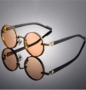 Resim ALİVİONS Metal Çerçeve Unisex Gözlük, Tam Çerçeve Yuvarlak Gözlük cam Rengi Şampanya 