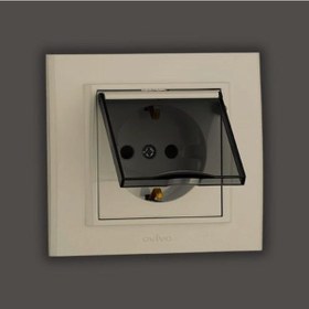 Resim Ovivo Mina Krem Kapaklı Topraklı Priz Çerçeveli 