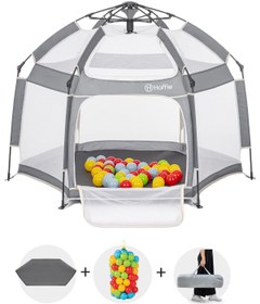 Resim Foldy Plus Katlanabilir Bebek Ve Çocuk Oyun Parkı-Alüminyum-Kolay Kurulum,Oyun Matı Ve Toplar - Gri 