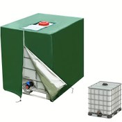 Resim Outdoor IBC Tank Kapağı 1000L Fıçı Kapağı Outdoor Kovası Kapağı 120cm-100cm-116cm Fermuarlı + Kapama + Elastik Bağlama İpi 