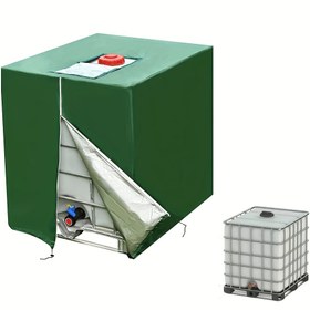 Resim Outdoor IBC Tank Kapağı 1000L Fıçı Kapağı Outdoor Kovası Kapağı 120cm-100cm-116cm Fermuarlı + Kapama + Elastik Bağlama İpi 