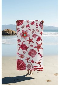 Resim Dijital Baskı Plaj Deniz Havlusu Kaplumbağa Ve Deniz Yıldızlı Peştamal Hvl0125 Renkli 