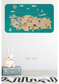 Resim Eğitici Ve Öğretici Cocuk Odası Türkiye Haritası Duvar Sticker-60x105-3878 Renkli 
