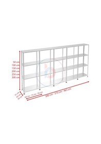 Resim Raf Burada 4 Katlı 5'li Galvaniz Çelik Raf - Depo, Arşiv, Kiler, Dosya, Market Rafı-31x75 cm-150 cm-1.50 mm 