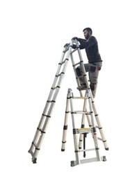 Resim Ebax 2.2+2.2 4.4 Metre 7+7 Basamak 14 Basamak Çift Yönlü Alüminyum Teleskopik Merdiven 