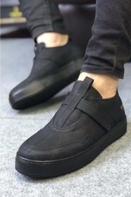 Resim KN Fashion Mp333 St Bağcıksız Cırtlı Ortopedik Yüksek/kalın Taban Erkek Sneaker Siyah 