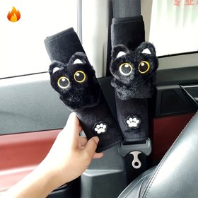 Resim 2 adet Siyah Kedi ve Pati Desenli Araba Koltuk Kemeri Kılıfı - Arabalar, Kamyonlar ve SUV'lar için Şık Ön Koltuk Aksesuarları - Kadınlar, Kedi Sevgilileri ve Araba Tutkunları için Mükemmel Tatil Hediyesi, Araç Güvenliği Aksesuarları, Eğlenceli Araba Dekoru, Kaliteli Malzeme 