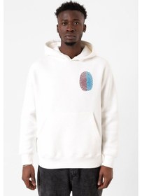 Resim Bordo Mavi Parmak İzi Beyaz Erkek 3ip Kapşonlu Sweatshirt Beyaz 