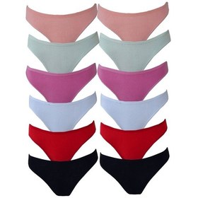Resim Tutku 12Li Kadın Kaşkorse Bayan Külot Pamuklu Renkli Bikini-Standart-Karışık Çok Renkli 