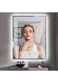 Resim 50x70 H Cm Bluetoothlu Buğu Çözücülü Dokunmatik Işıklı Ledli Banyo Aynası Şeffaf 