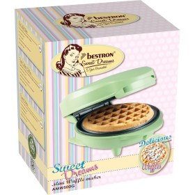 Resim Bestron Mini Waffle Makinesi, Retro Stil, 550W, Yapışmaz Kaplama 