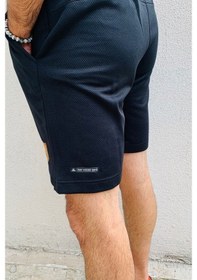 Resim Erkek Siyah Spor Fitness Şortu Gri Baskılı 