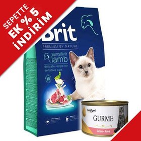 Resim Brit Premium Sensitive Hassas Kuzulu Kedi Maması 8 Kg + 4 Adet 85 Gr Yaş Mama 