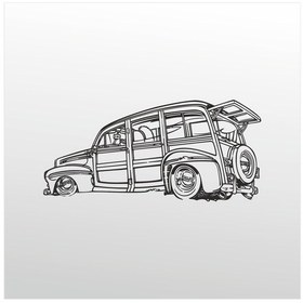 Resim Folyo Sticker Klasik Araba Adkpquy706 70cm Uzunluk Siyah 