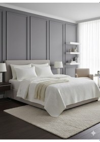 Resim Taytüyü Nubuk Yatak Örtüsü Çift Kişilik Toskana Ekru Ekru 