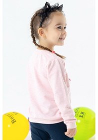 Resim Breeze Kız Çocuk Sweatshirt Sevimli Hayvancıklar Baskılı 1.5-5 Yaş, Somon Melanj-somon Melanj Somon Melanj 