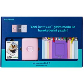 Resim Fujifilm Instax Mini Link 2 Pembe Akıllı Telefon Yazıcısı Bundle Box Fujifilm